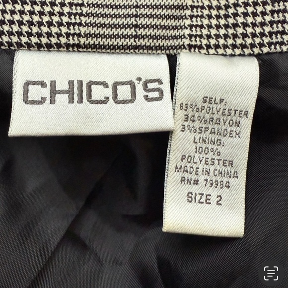 Chico's Black and White Houndstooth Jacket Size 2 Oversized Moto Fall Vintage - Picture 3 of 14